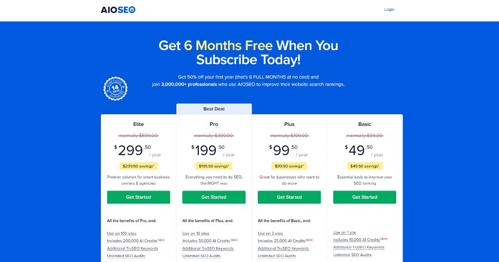 AIOSEO's pricing page.
