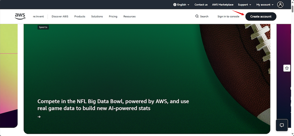 screenshot of AWS 