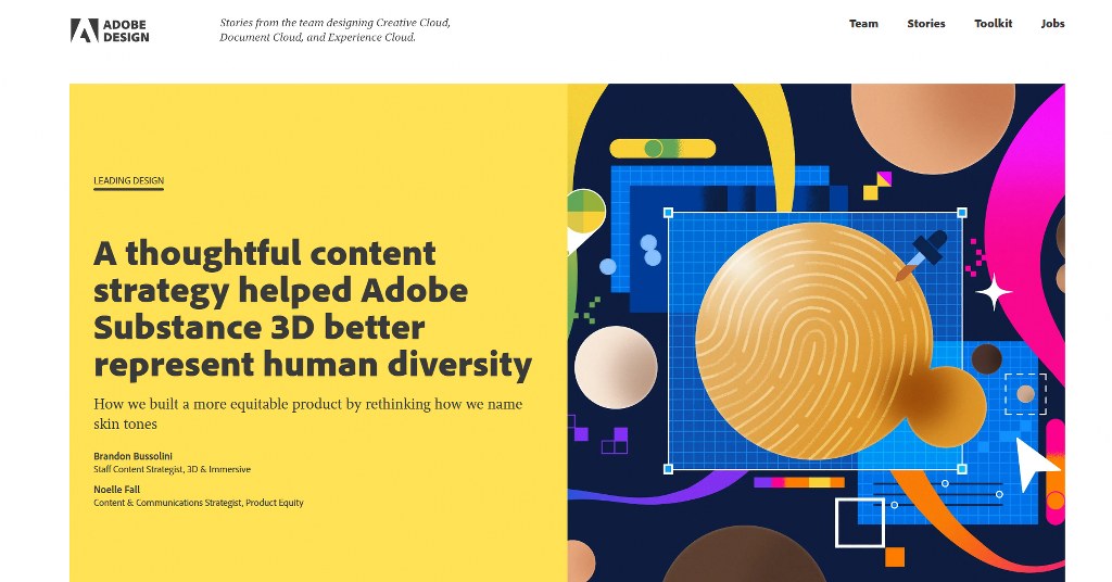 Adobe Design homepage.