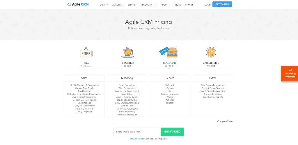 Agile CRM's pricing.