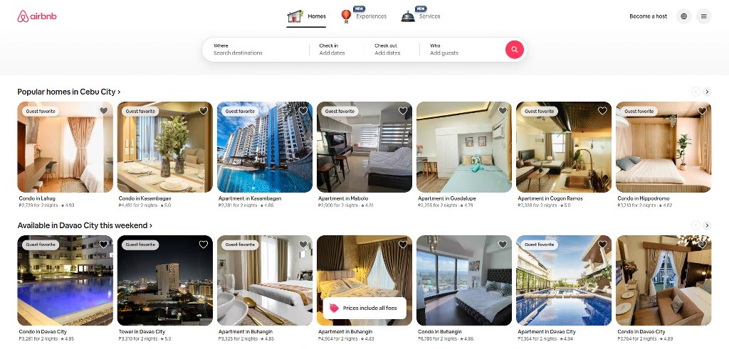 Airbnb's website.
