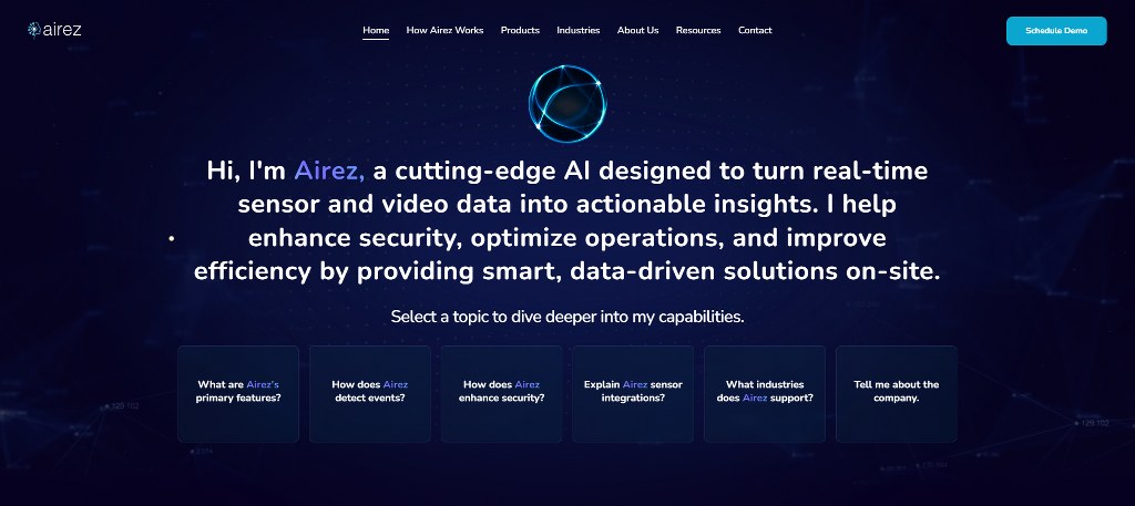 Airez's (formerly Huvr) website homepage.