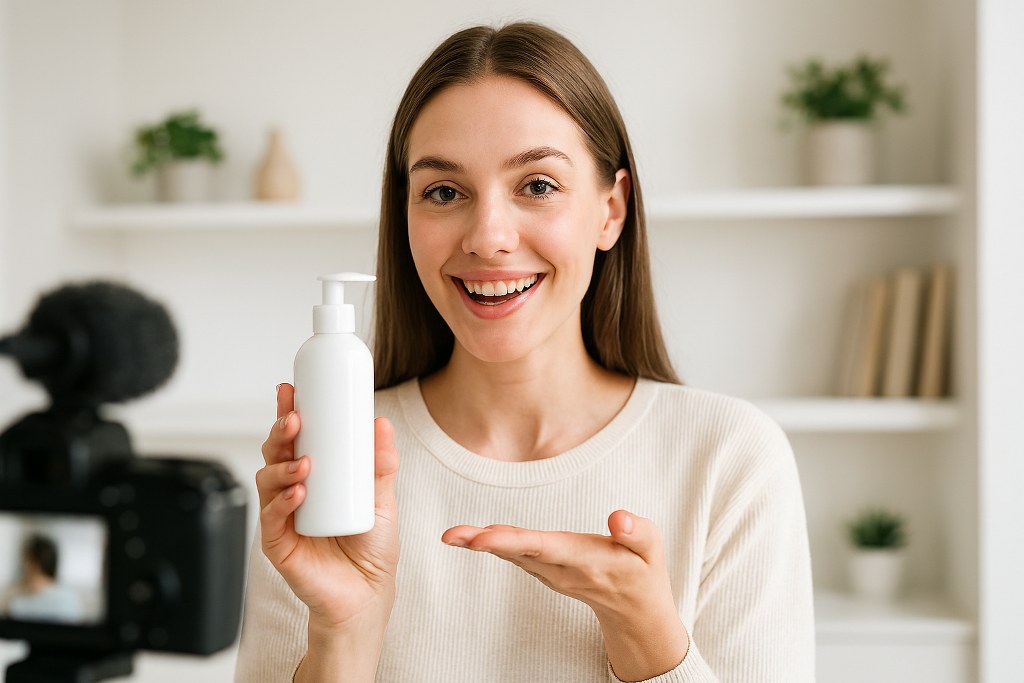 An influencer recommending a product.