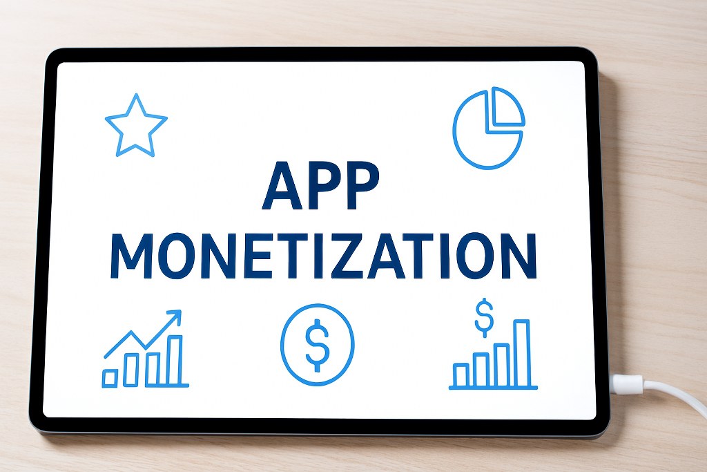 App monetization on a tablet.