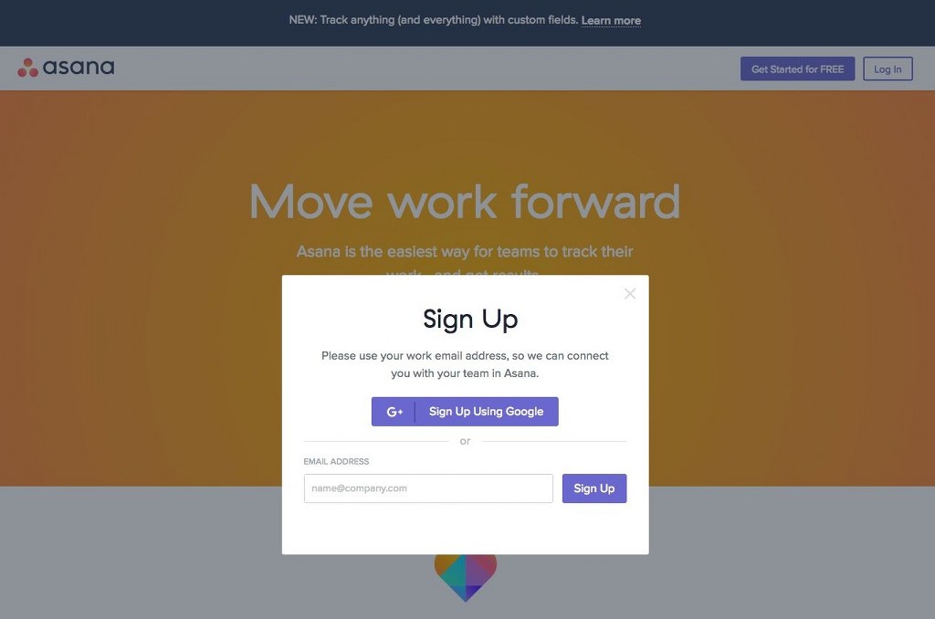 Asana sign up.