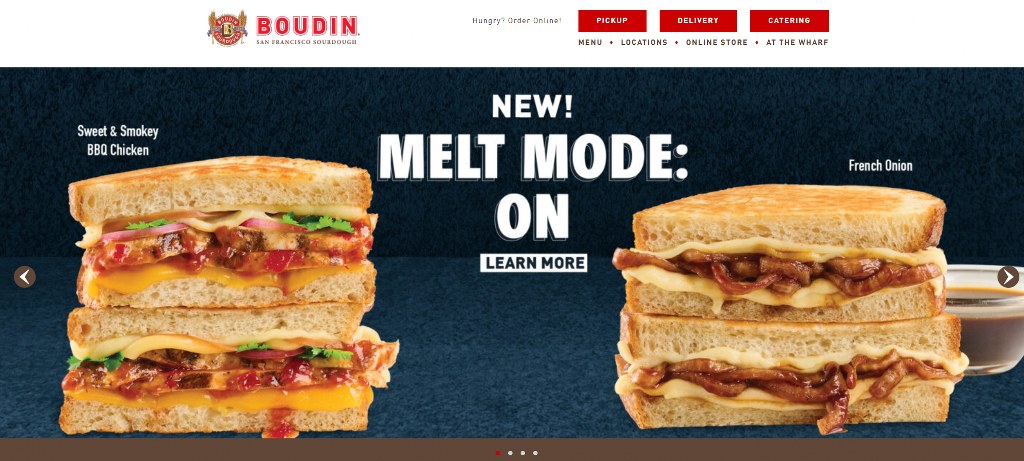Boudin Bakery's homepage.