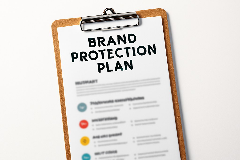 Brand protection plan on a clipboard.