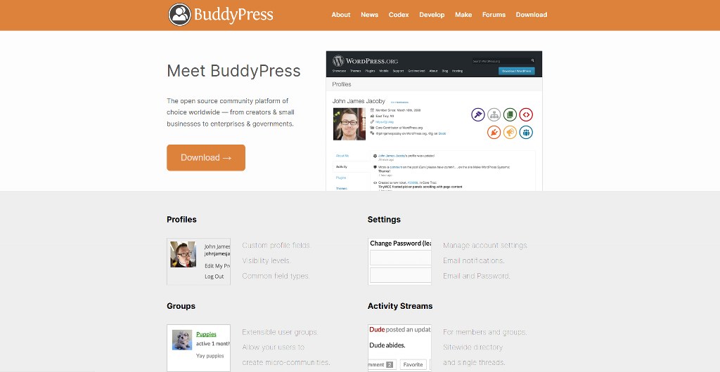BuddyPress' website.