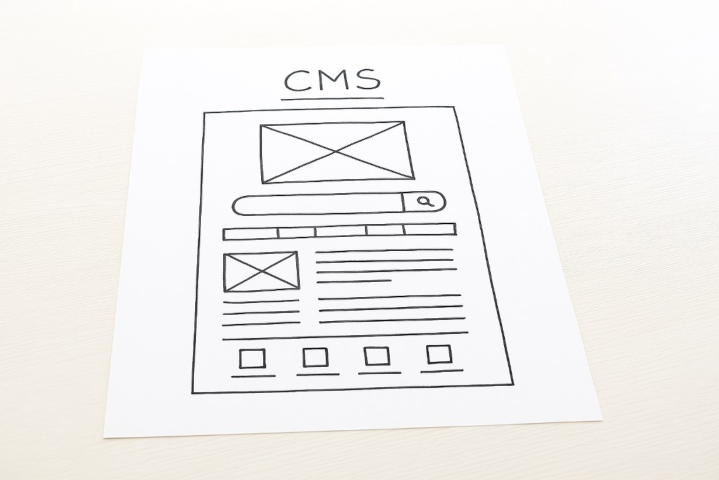 CMS design frame on a piece of paper.
