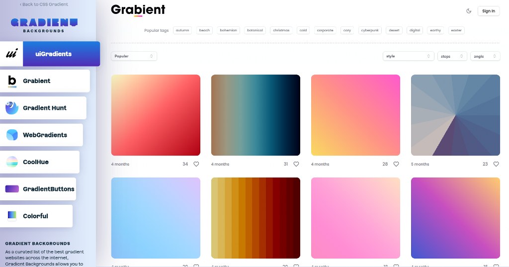 CSS gradient backgrounds.