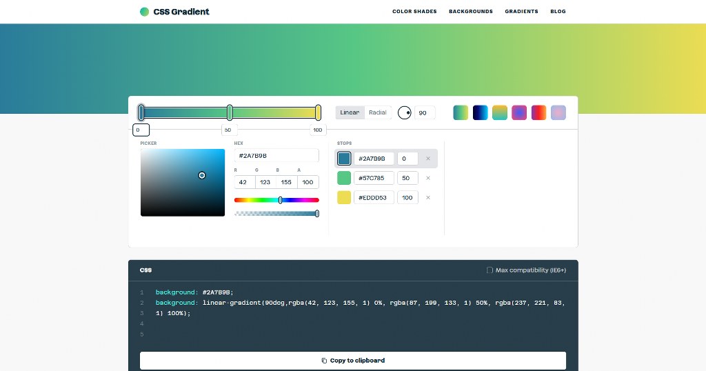 CSS gradient page.