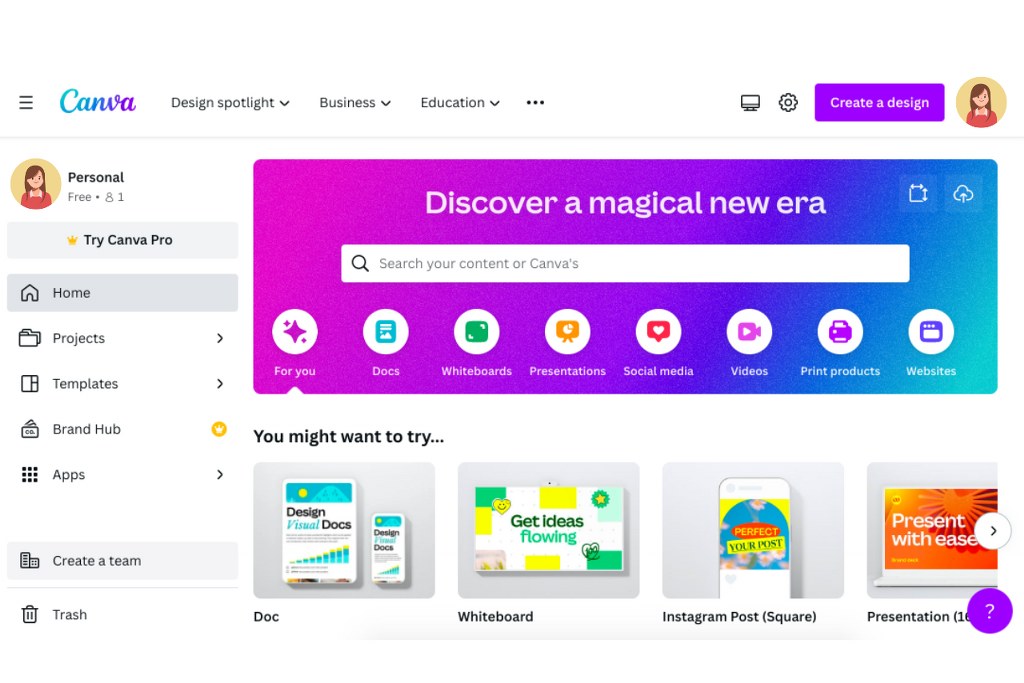 Canva's website.