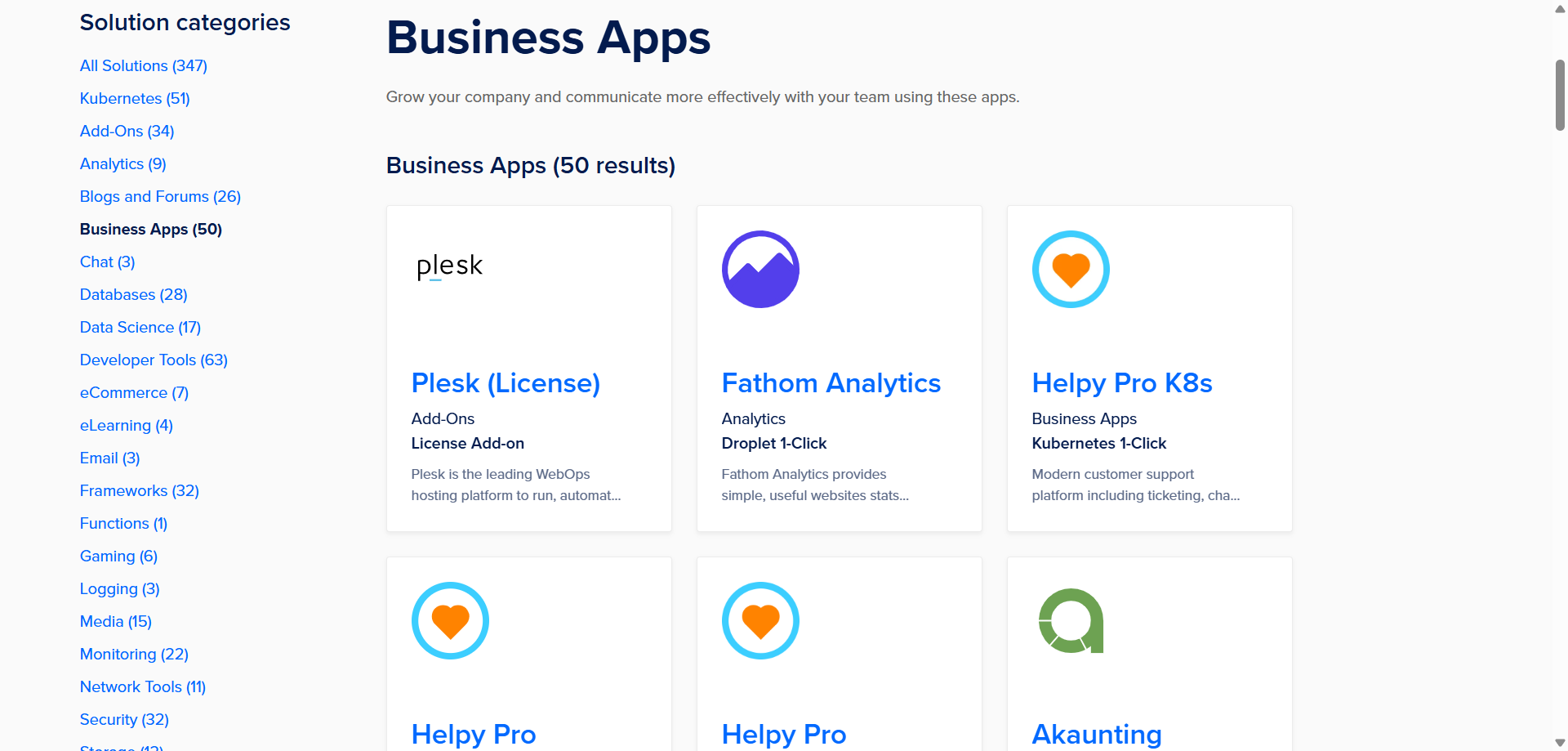 screenshot of Business Apps