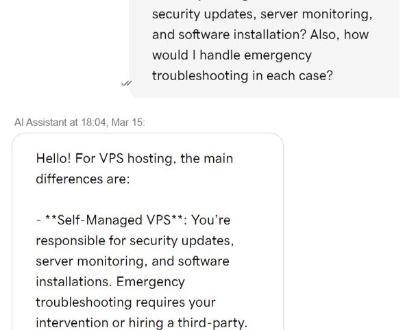 screenshot of Godaddy livechat conversation