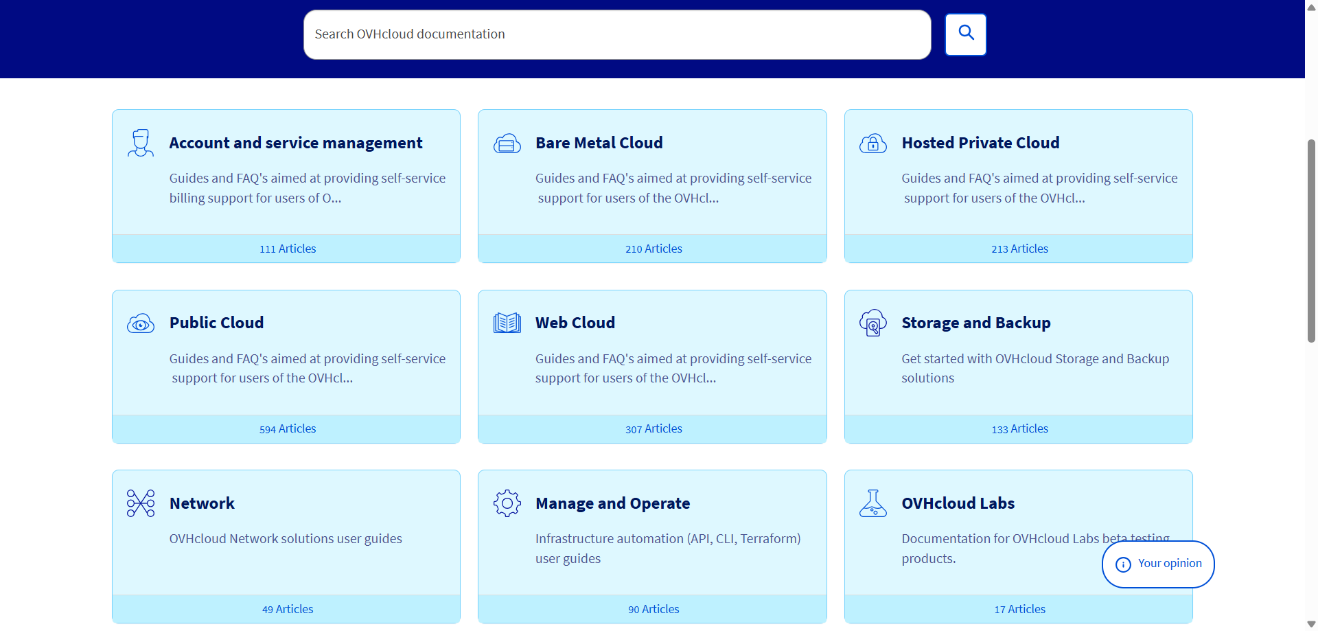 screenshot of OVHcloud documentation