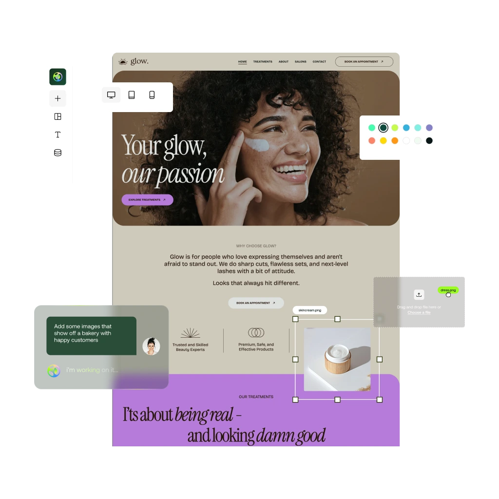 screenshot of Hosting.com Site builder page