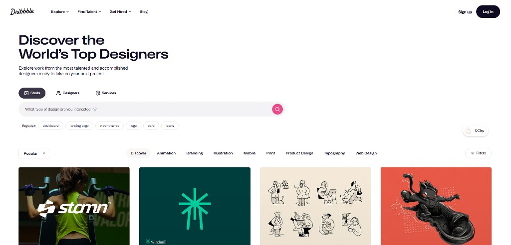Dribbble's website.