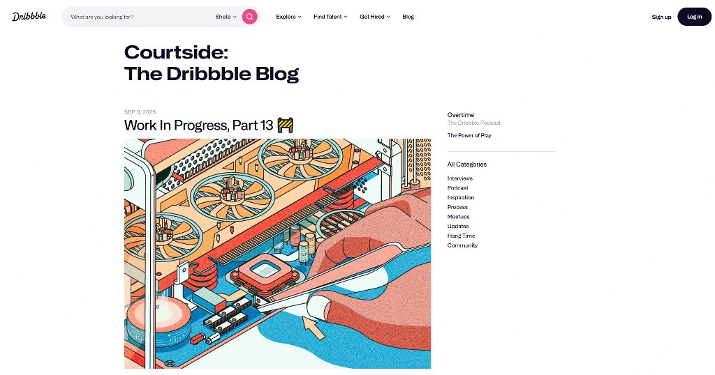 Dribble's homepage.