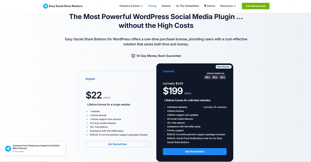 Easy Social Share pricing.