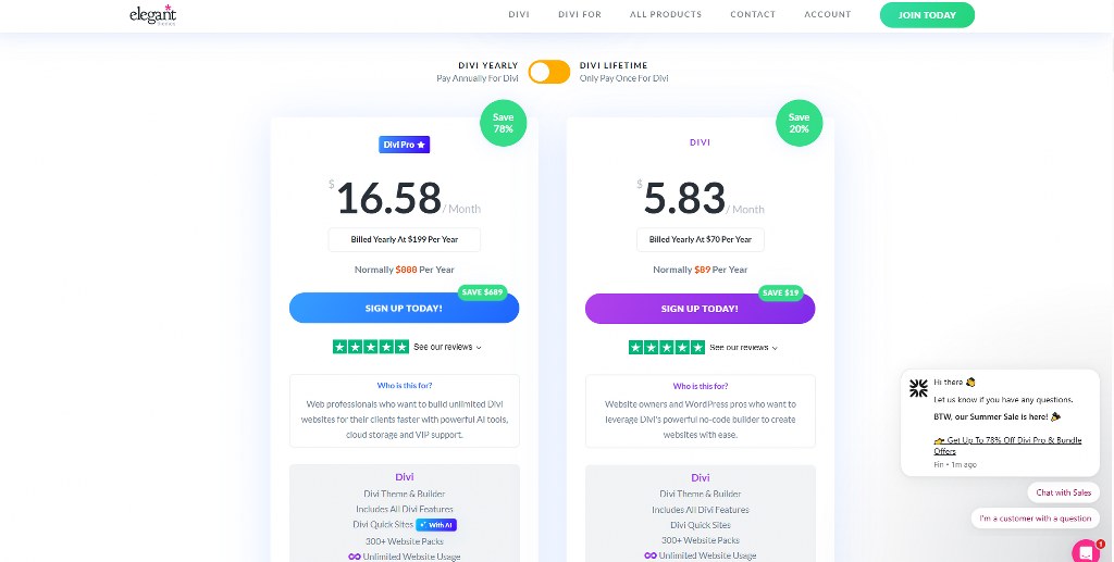 Elegant Themes pricing.