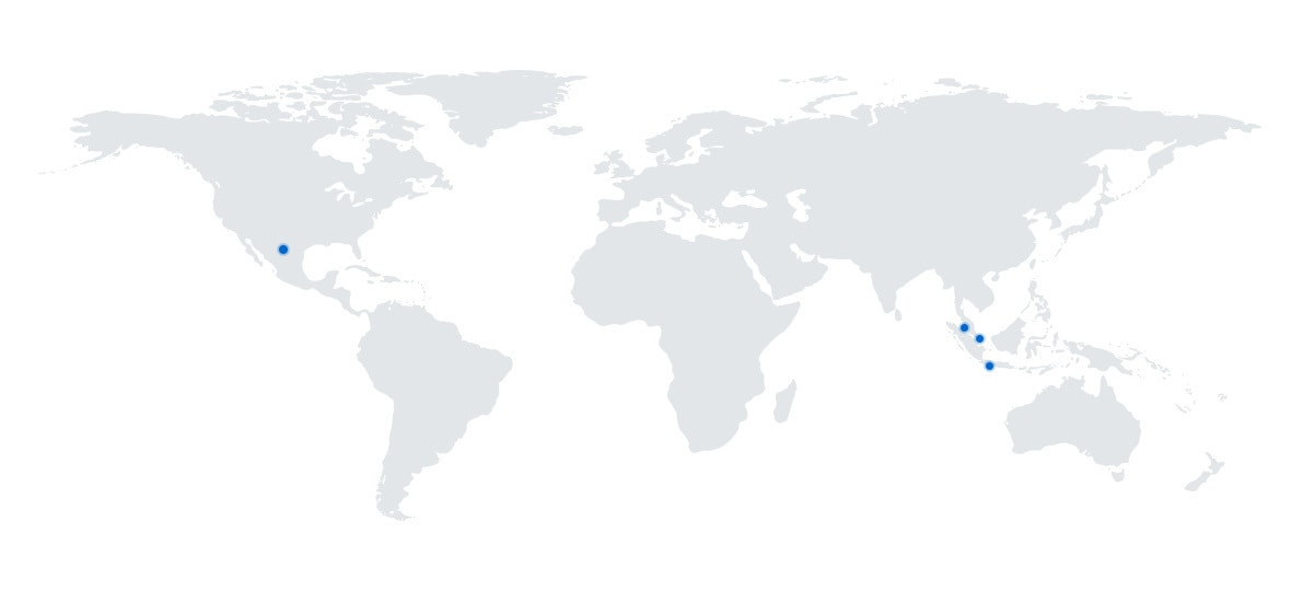 screenshot of Exabytes data server locations on map