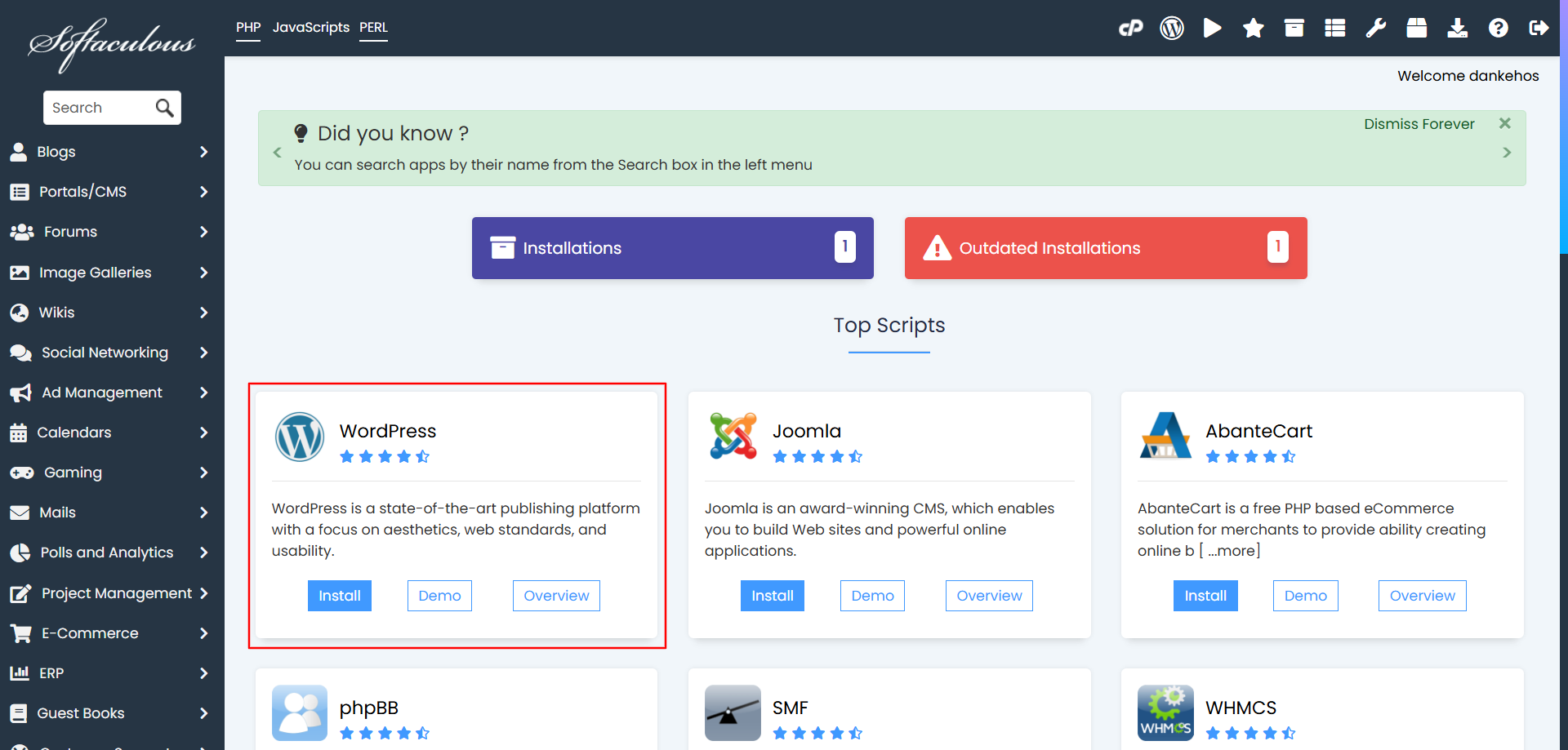 screenshot instalacije WordPress-a