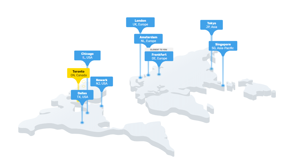 screenshot mape lokacija FastComet servera