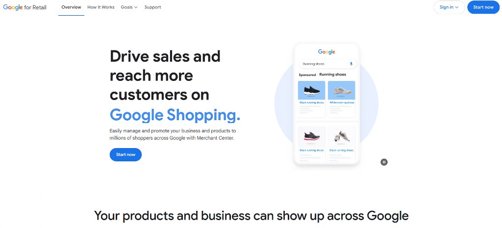 Google Retail homepage.