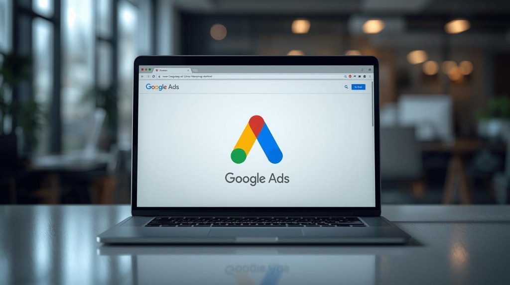 Google ads displayed on laptop.