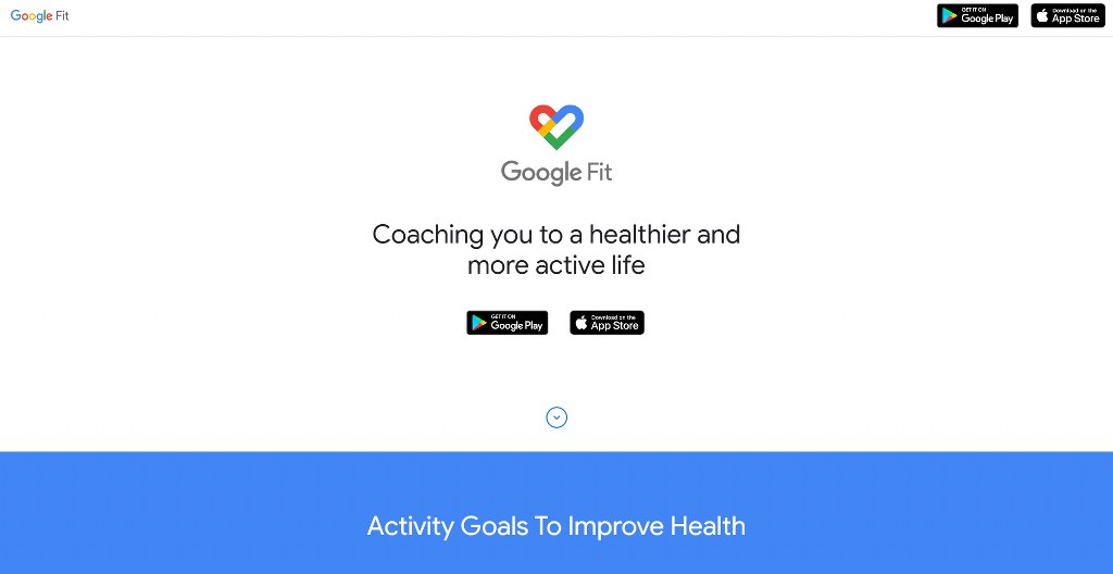 Google fit homepage.