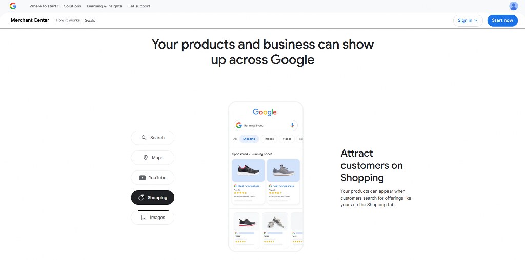 Google's Merchant Centre webpage.