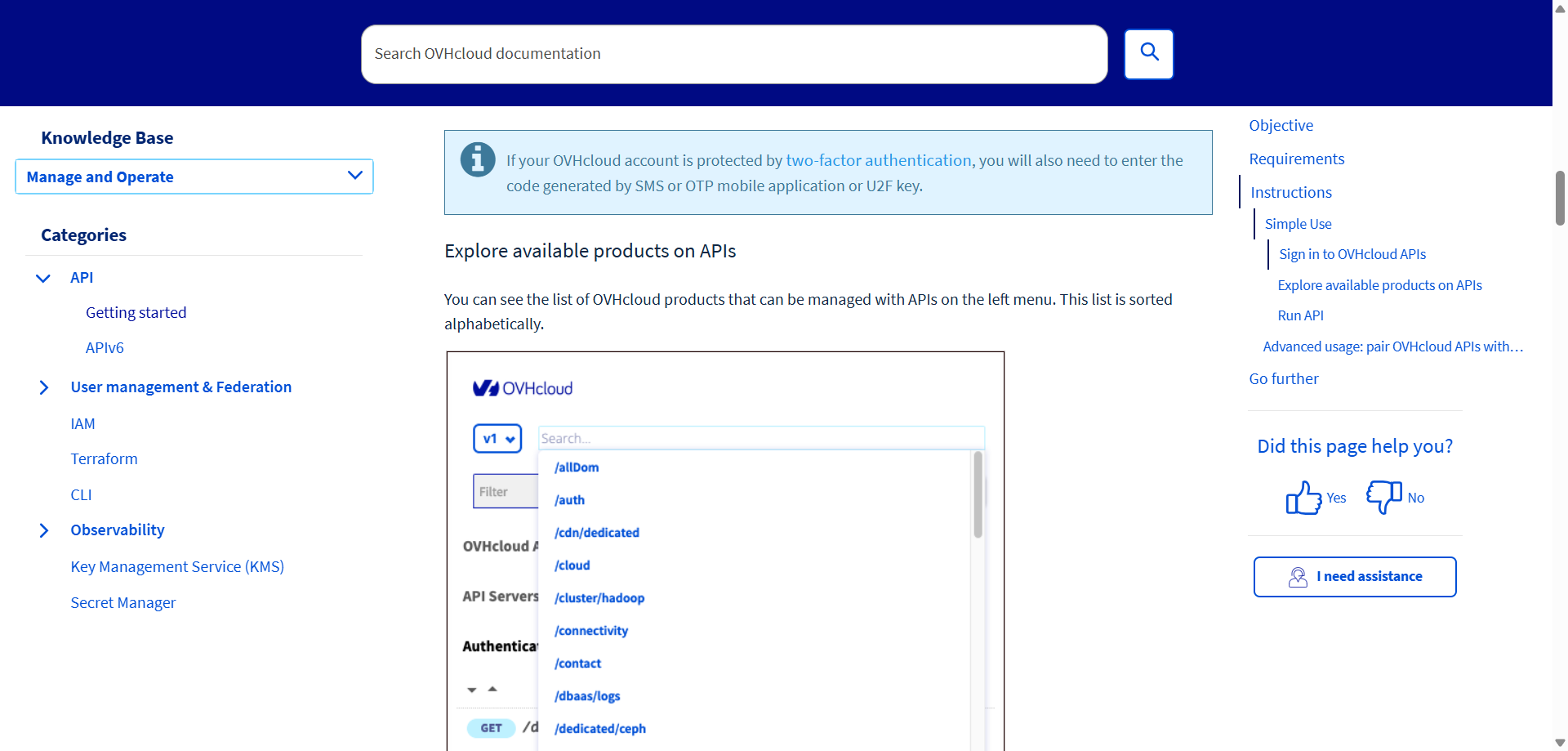 screenshot of OVHcloud Knowledge Base article