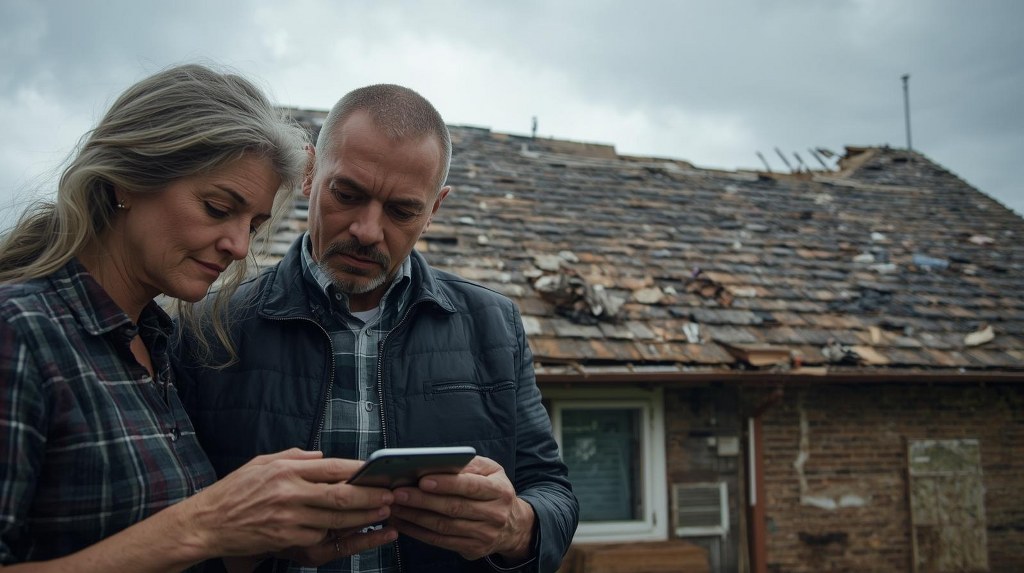 Homeowners looking for roofing services ad.