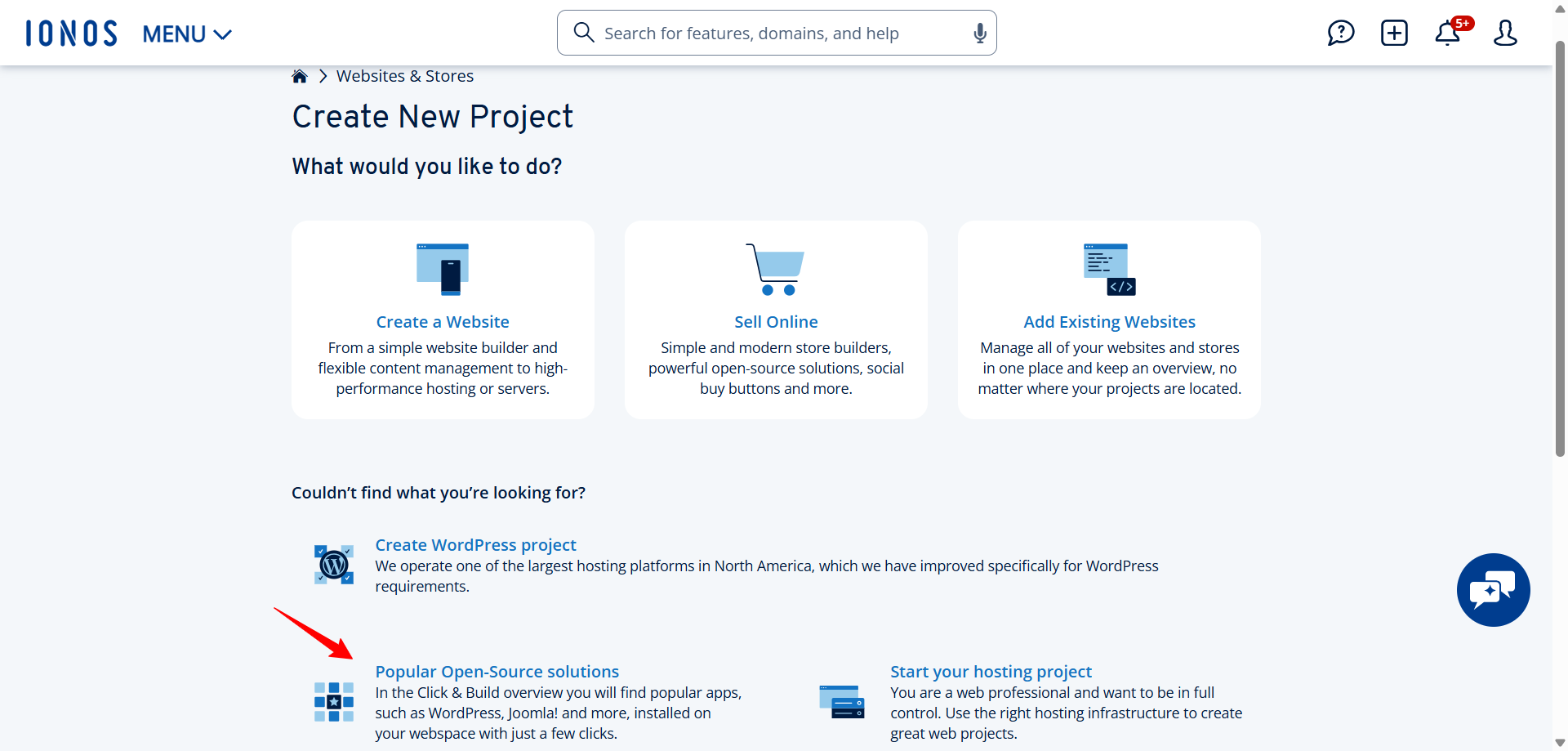 screenshot of IONOS