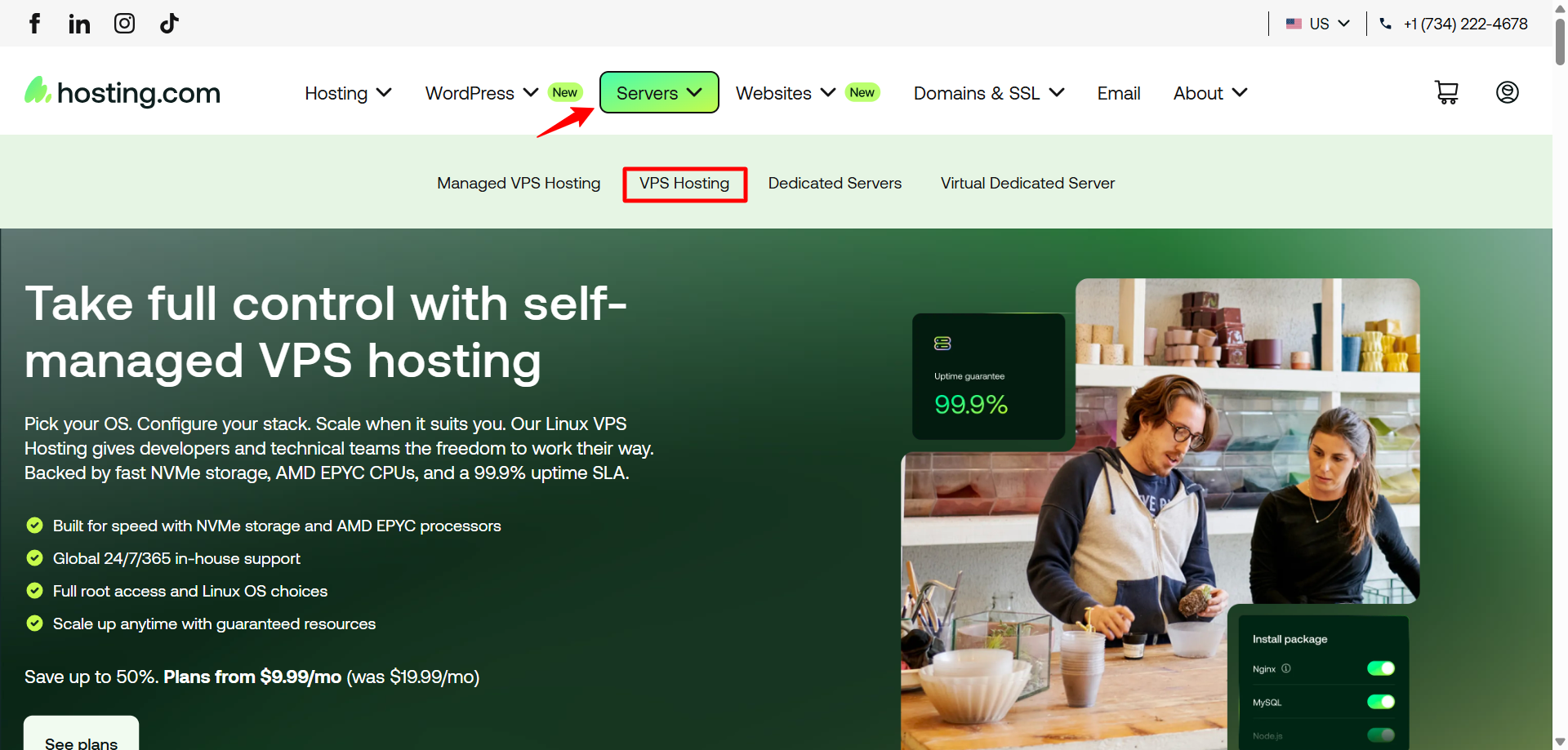 screenshot of Hosting.com