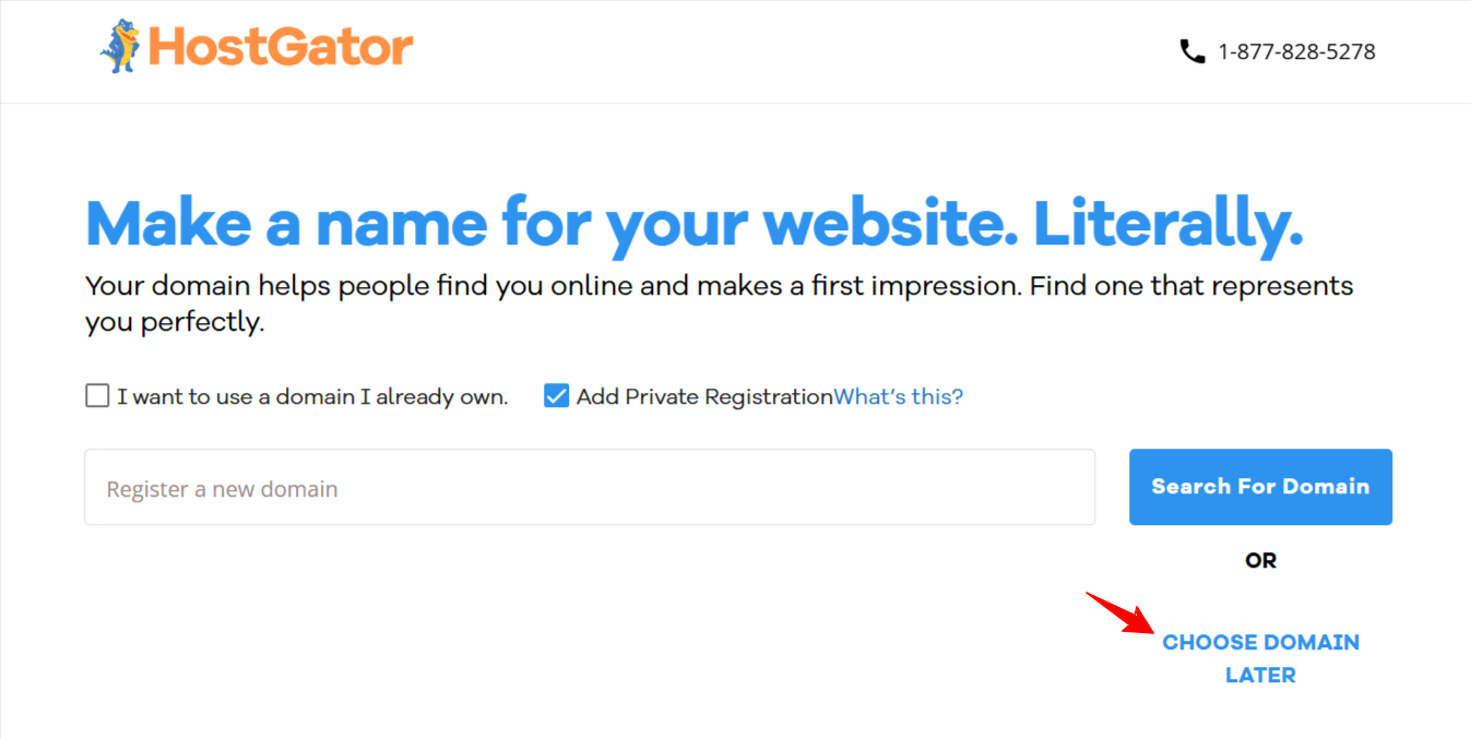 screenshot of HostGator Domain menu
