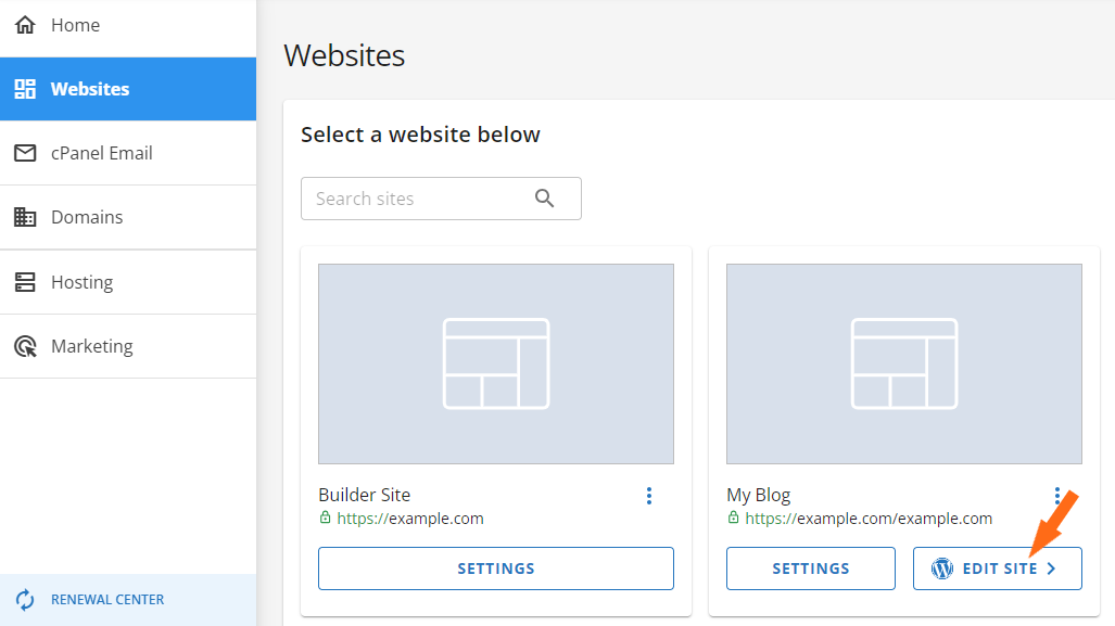 screenshot of Hostgator 