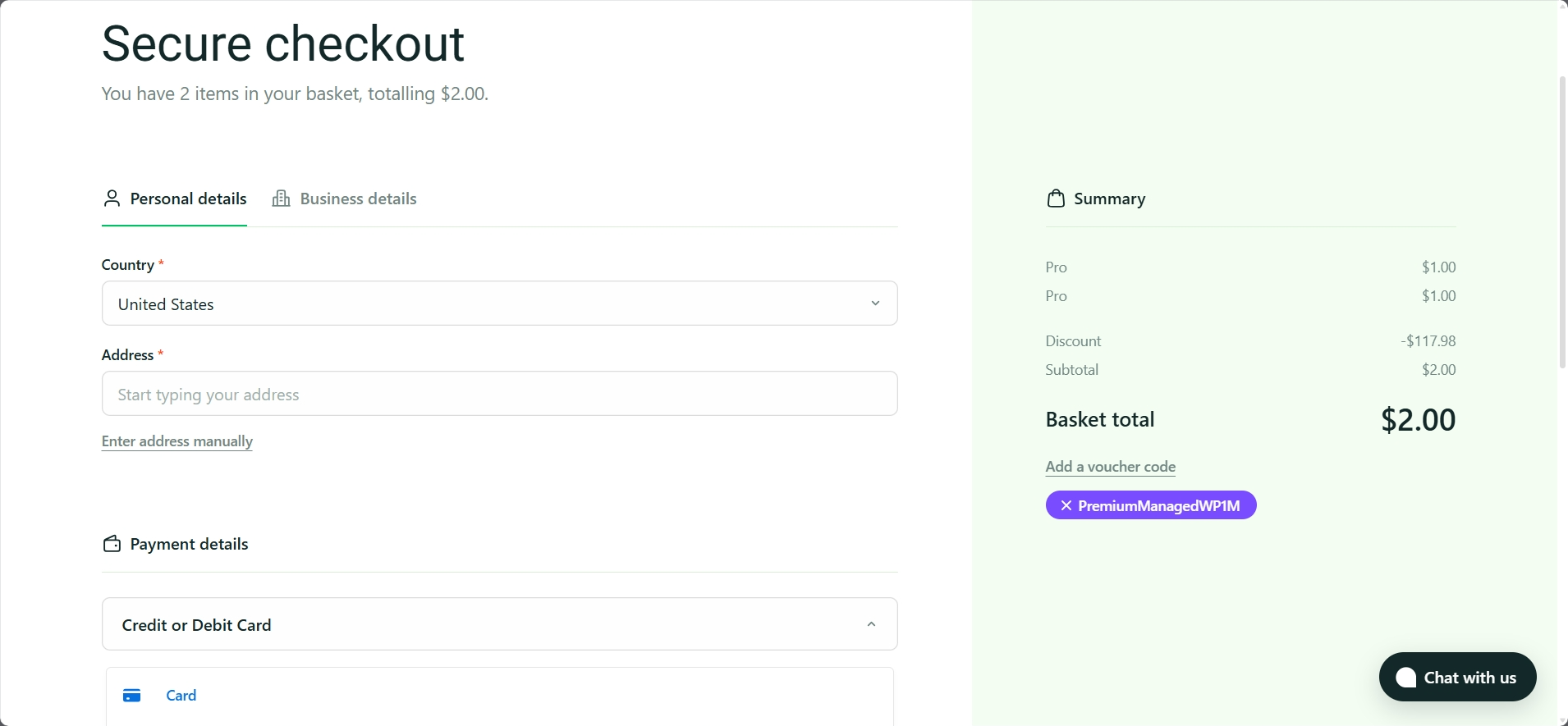 screenshot of Personal Details form