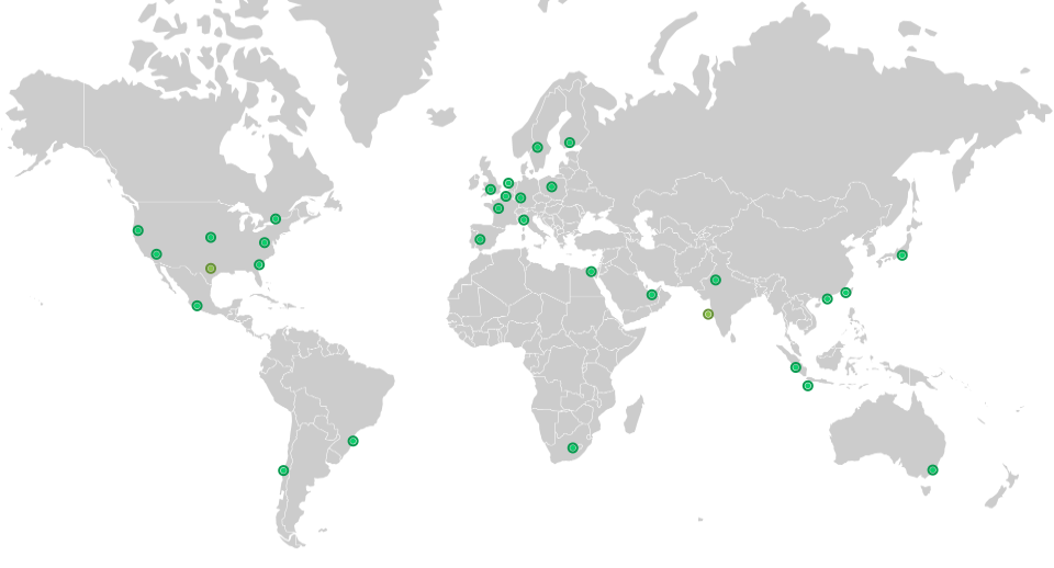 screenahot of Earth map with server lcoations