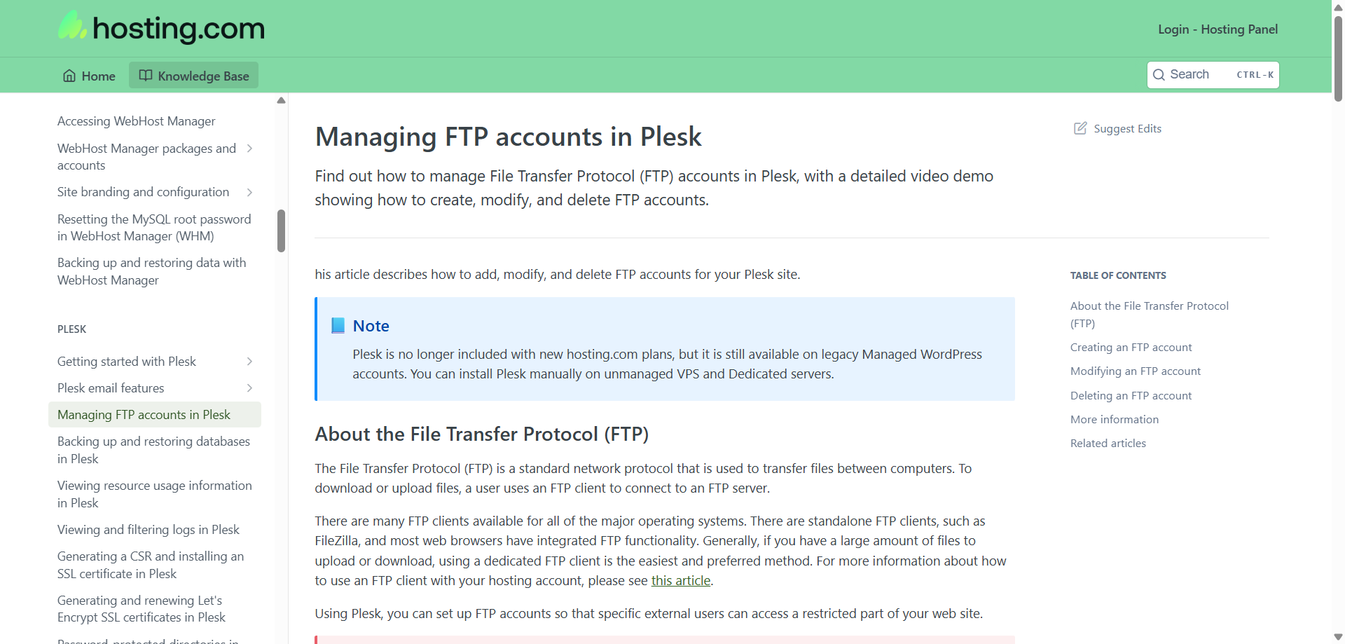 screenshot of Help article