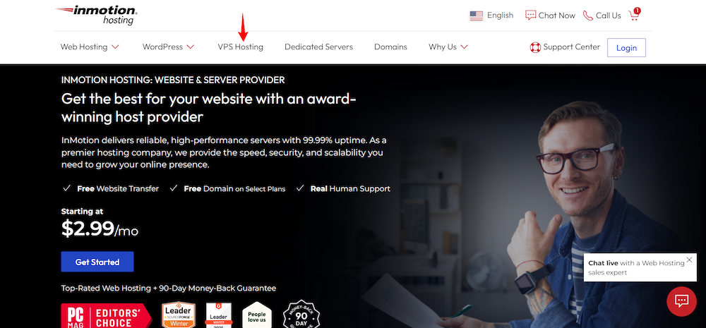 screenshot of InMotion Hosting 