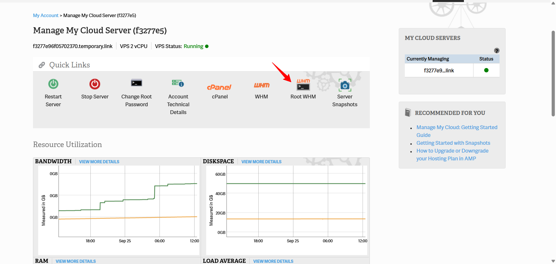 screenshot of InMotion Hosting 