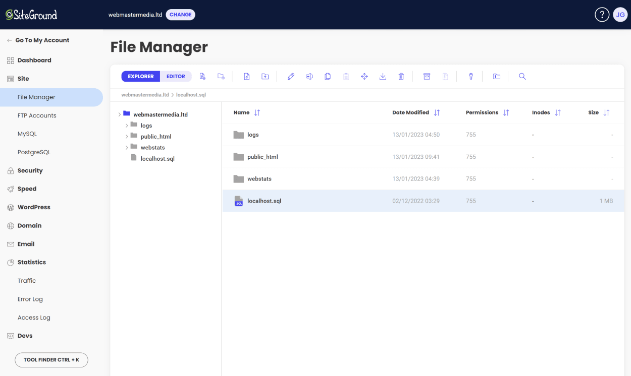 screenshot of SiteGround