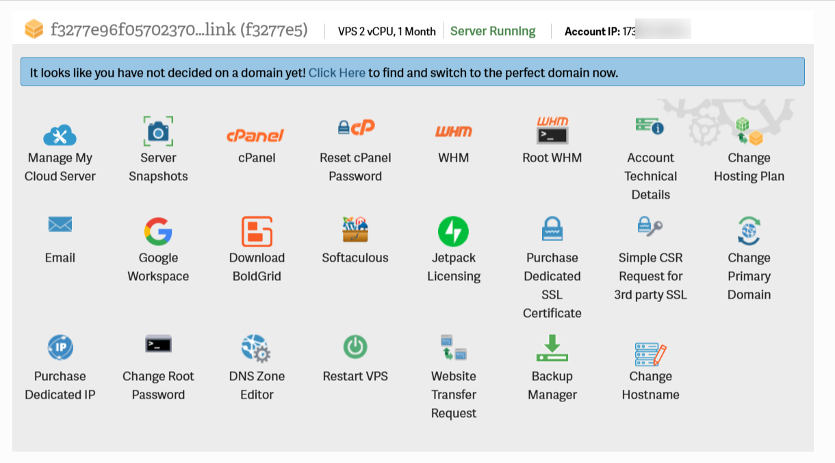 screenshot of Account Management dashboard