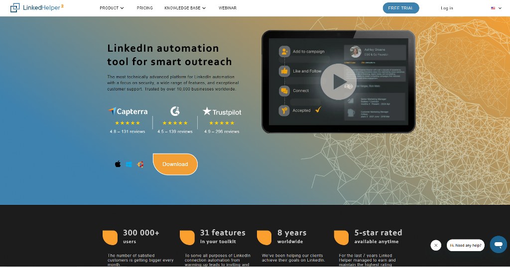 LinkedIn Helper's website homepage.