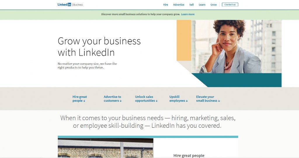 LinkedIn business website.