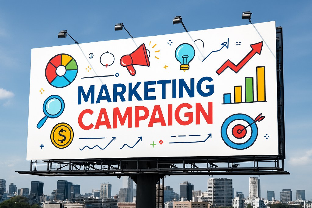 Marketing campaign illustration on a billboard.