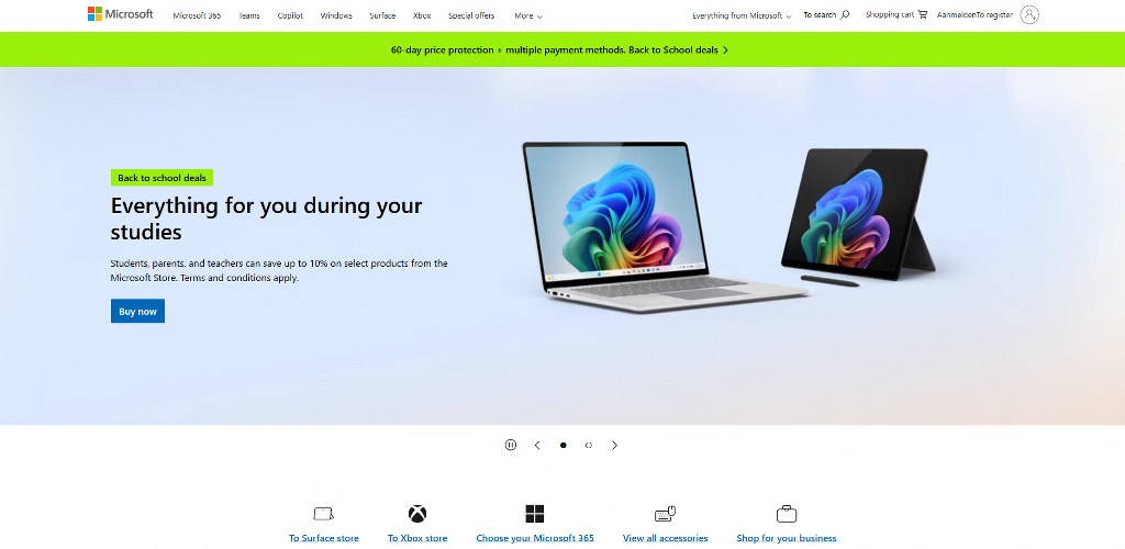 Microsoft's website.