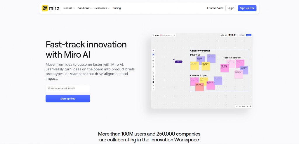 Miro Assist's homepage.