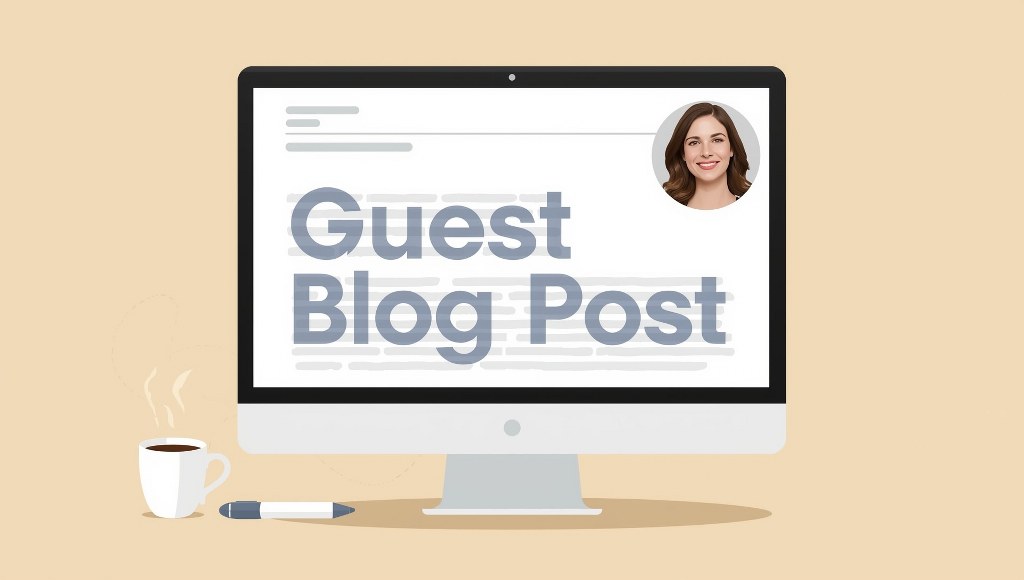 Modern illustration of guest blogging.